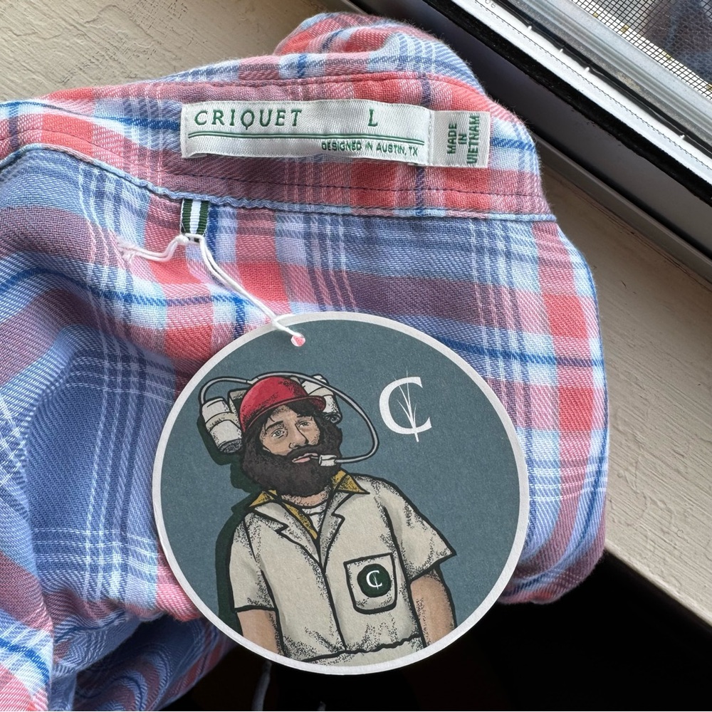 Criquet Men's Red & Blue Plaid Button-Down Shirt - Picture 5 of 5